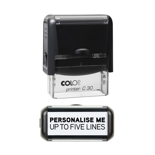 48 x 18mm - Custom Made Self-Inking Rubber Stamp - Up to 5 Lines of Personalised Text