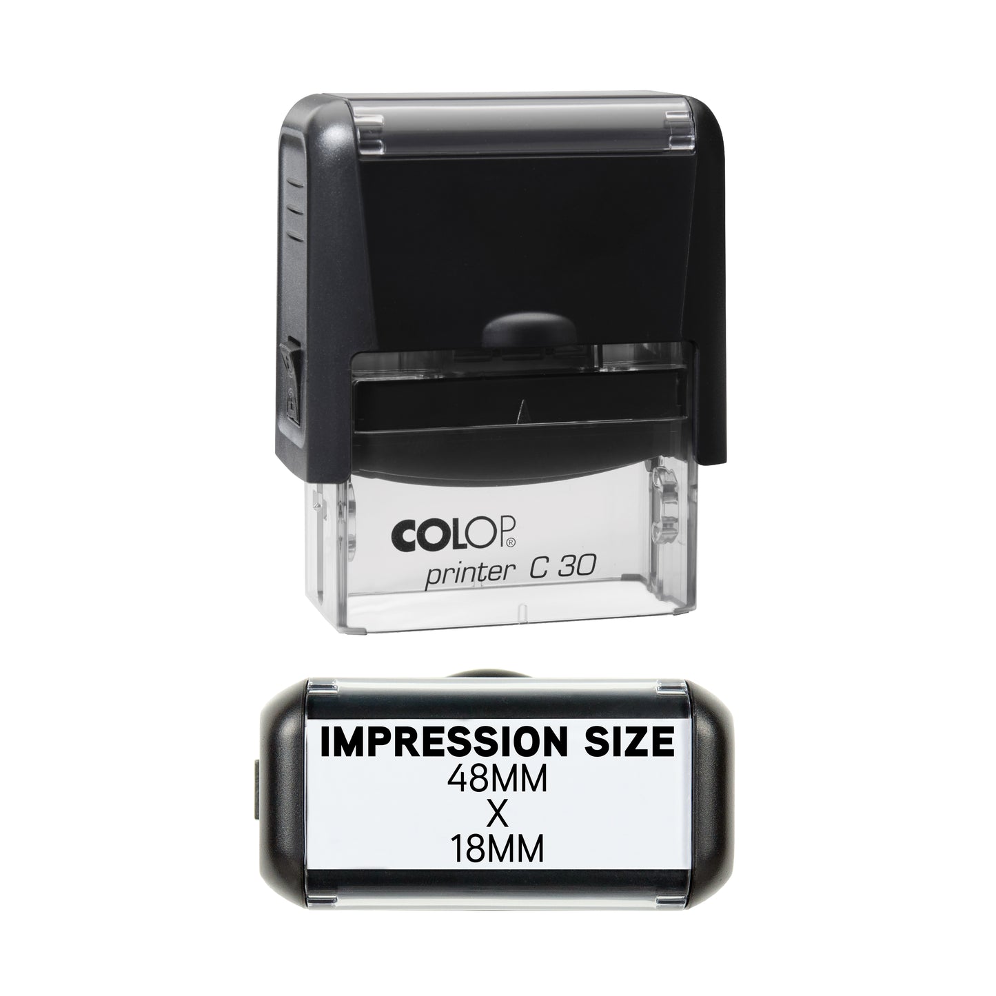 48 x 18mm - Custom Made Self-Inking Rubber Stamp - Up to 5 Lines of Personalised Text
