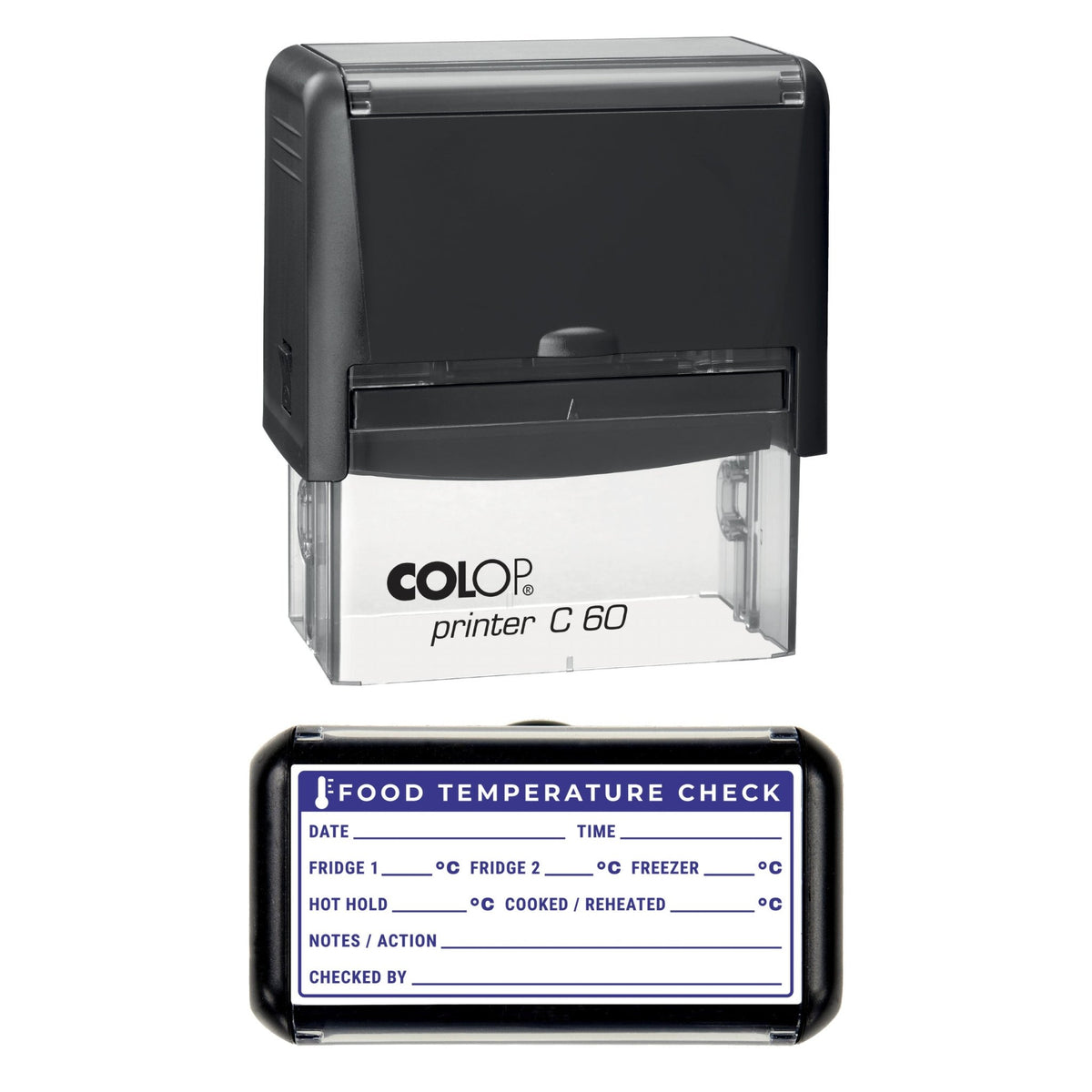 Food Temperature Check and Action Record Stamp, 77 x 36mm, COLOP C60