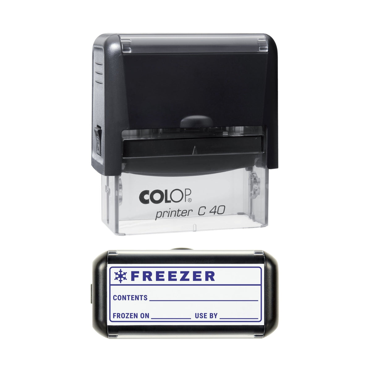 Freezer Contents and Date Label Stamp, 58 x 22mm, COLOP C40