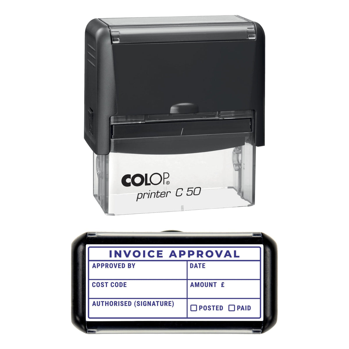 Invoice Approval Stamp, 70 x 30mm, COLOP C50
