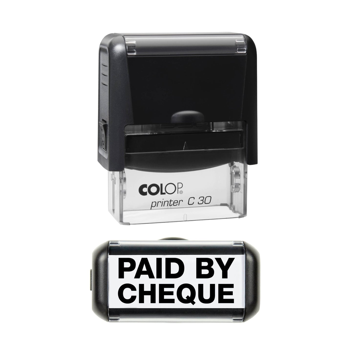 Paid By Cheque - Rubber Stamp - 42mm x 17mm Impression