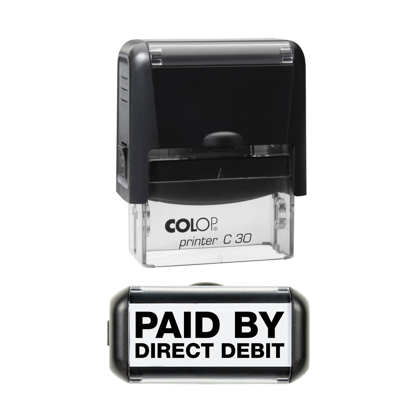 Paid By Direct Debit - Rubber Stamp - 45mm x 14mm Impression