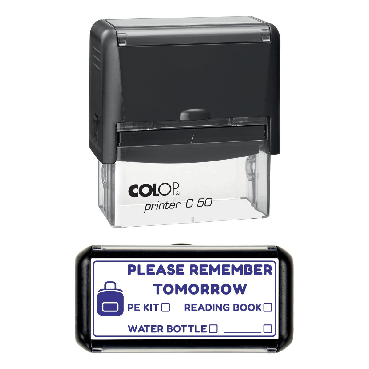Please Remember Tomorrow Stamp, 70 x 30mm, COLOP C50