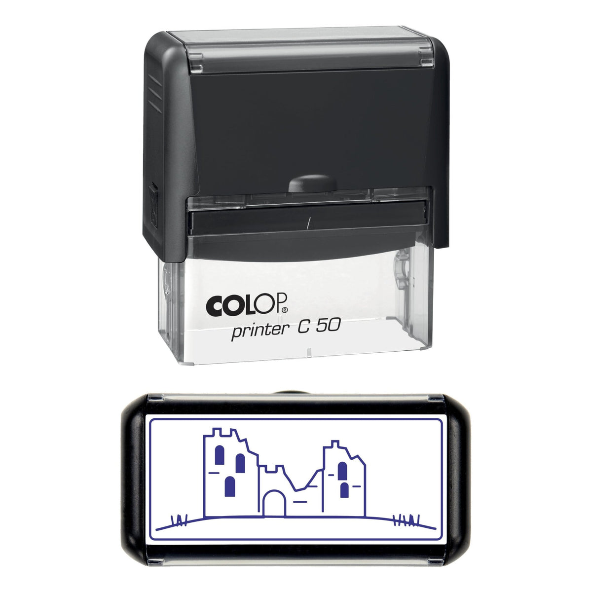 Ruined Castle Stamp, 70 x 30mm, COLOP C50