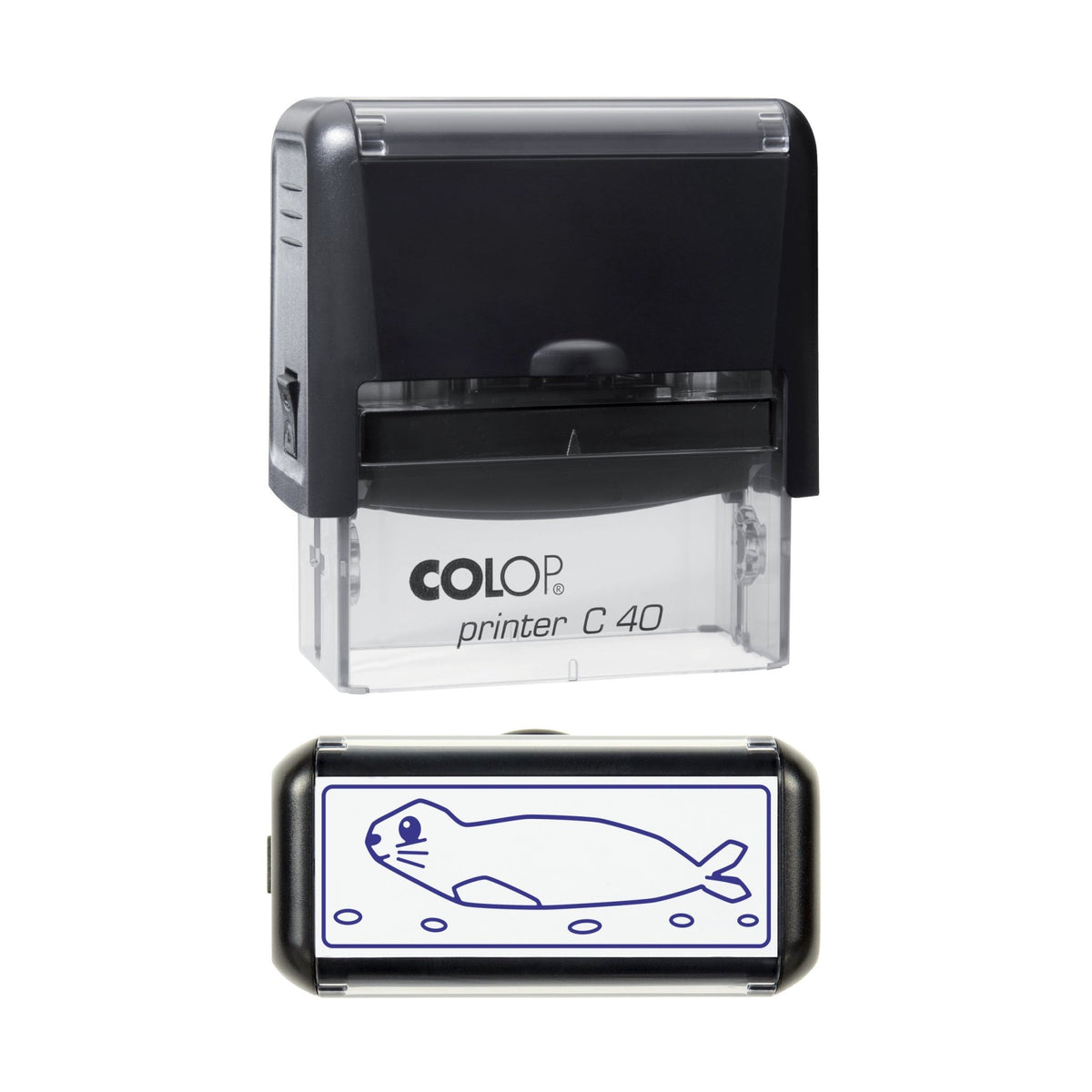 Seal Pup on Pebbles Stamp, 58 x 22mm, COLOP C40