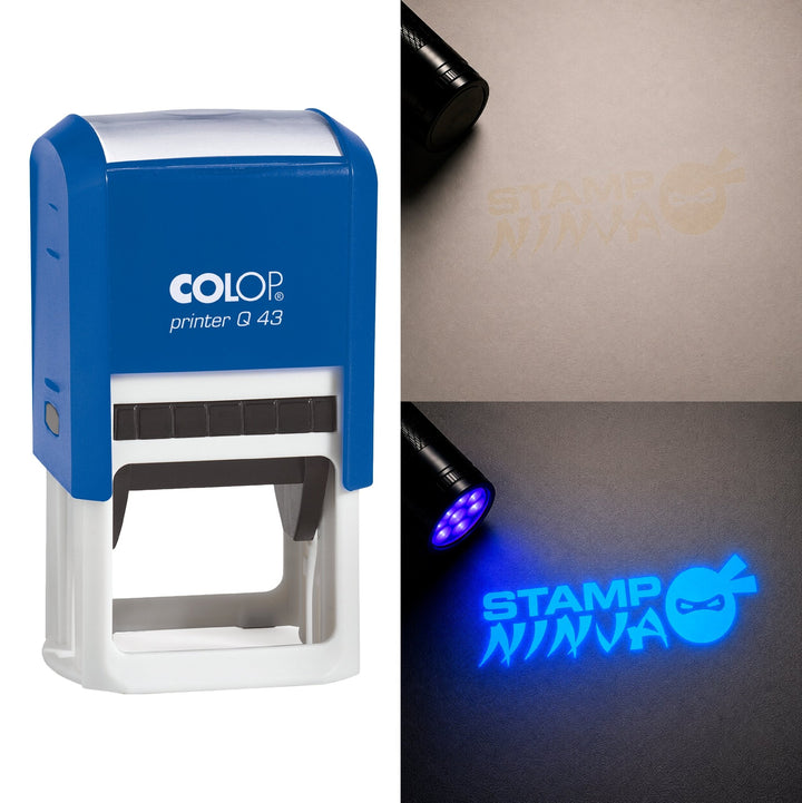 UV Security Stamp with Invisible UV Ink | Custom Personalised Stamp for Asset Marking, Property Identification, Anti-Theft Security & Document Verification | COLOP Printer Q43