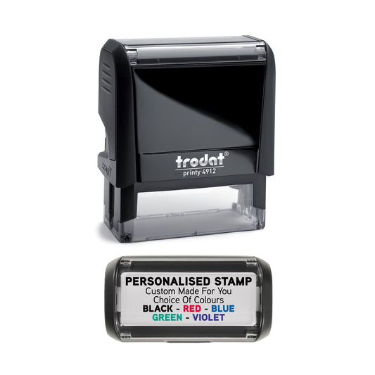 48 x 18mm - Premium Personalised Custom Made Self-Inking Rubber Stamp - Up to 5 Lines of Customised Text