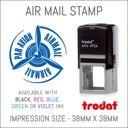 Air Mail - Par Avion - Rubber Stamp - Trodat 4924 - 38mm x 38mm Impression