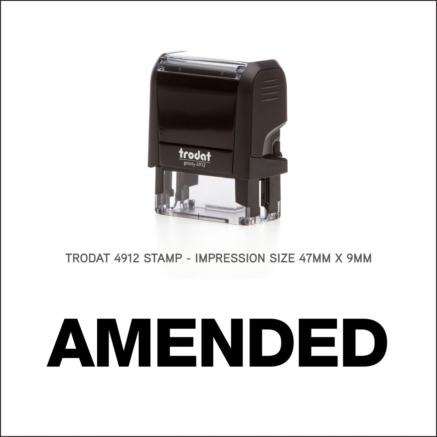 Amended - Rubber Stamp - Trodat 4912 - 47mm x 9mm Impression