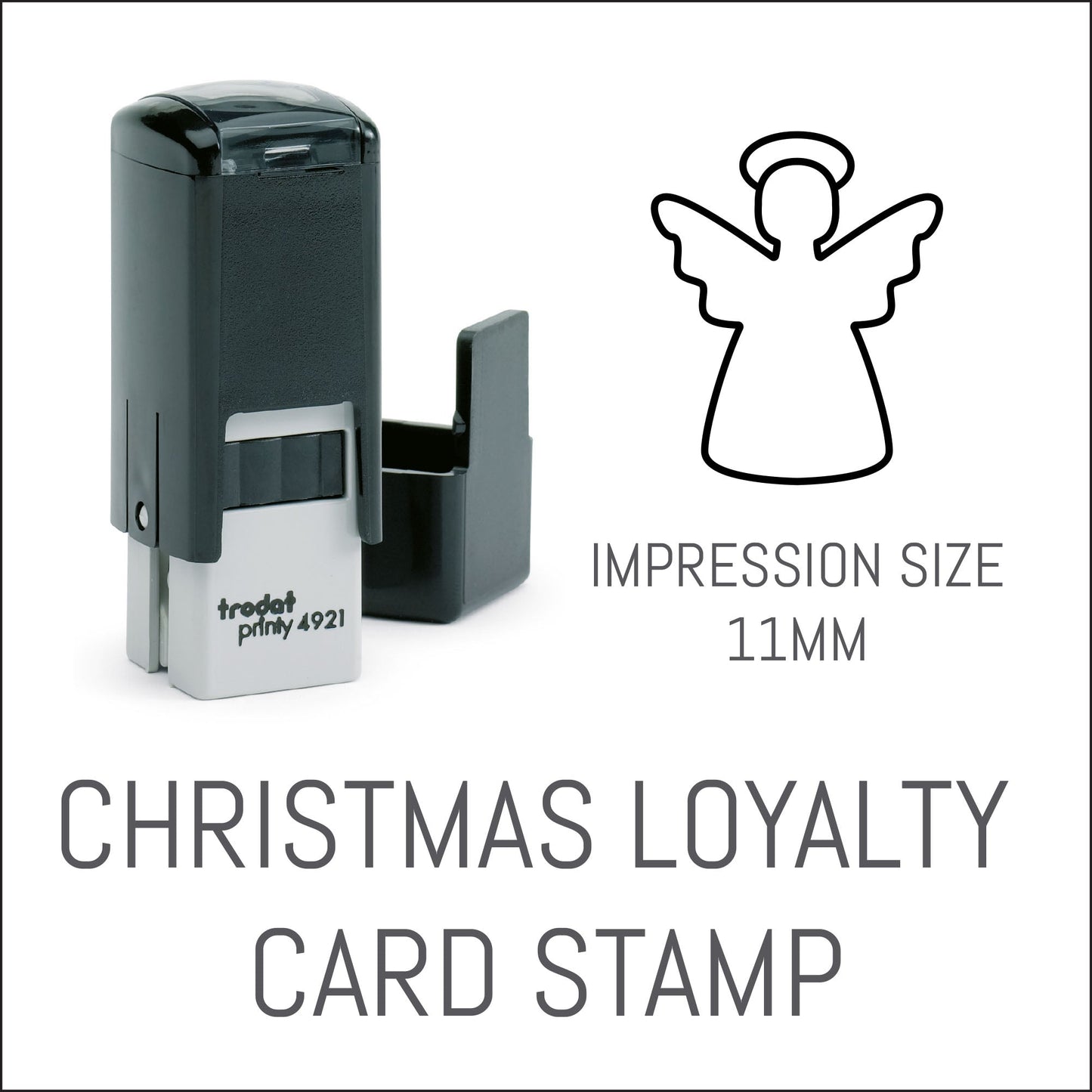 Angel - Christmas Loyalty Card Rubber Stamp - Trodat 4921 - 11mm x 11mm Impression