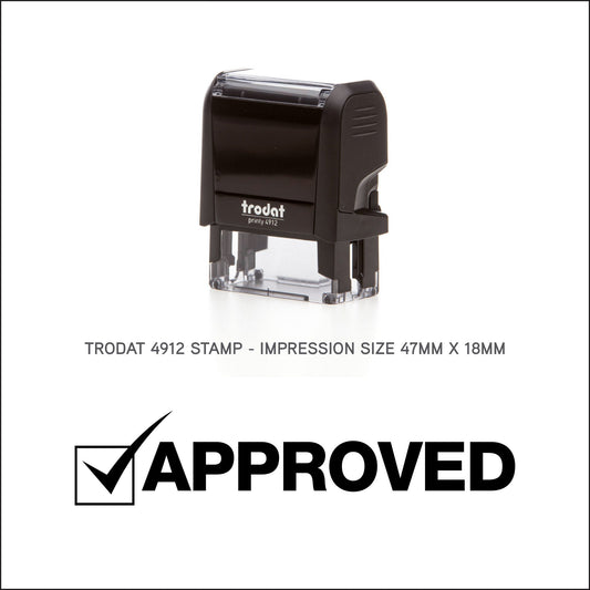 Approved With Tick Box - Self Inking Rubber Stamp - Trodat 4912
