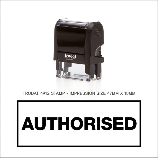 Authorised With Border - Rubber Stamp - Trodat 4912 - 47mm x 18mm Impression