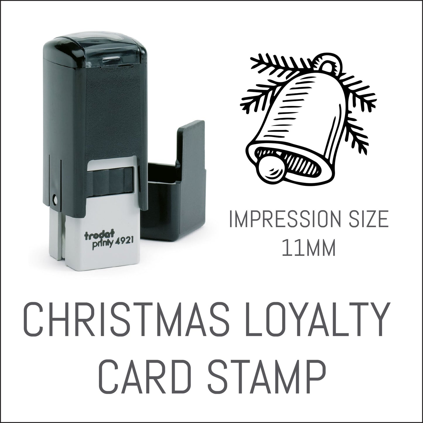 Bell - Christmas Loyalty Card Rubber Stamp - Trodat 4921 - 11mm x 11mm Impression