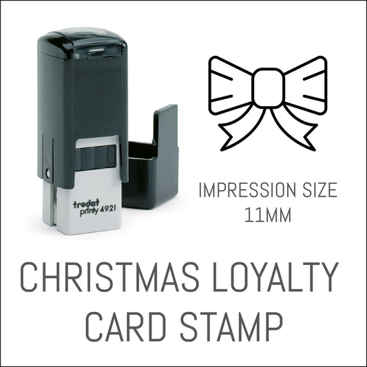 Bow - Christmas Loyalty Card Rubber Stamp - Trodat 4921 - 11mm x 11mm Impression