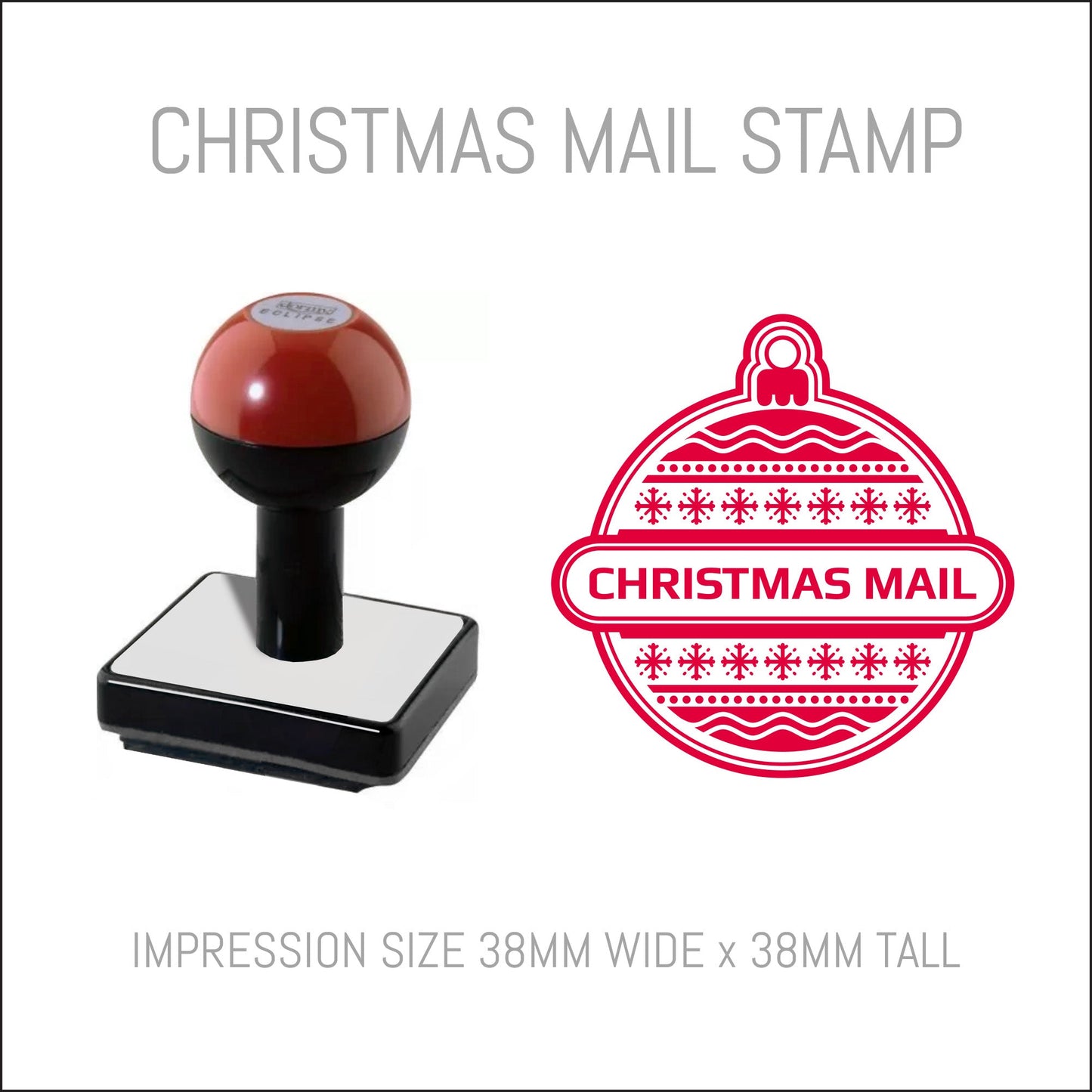 Christmas Postmark Rubber Hand Stamp - Christmas Mail