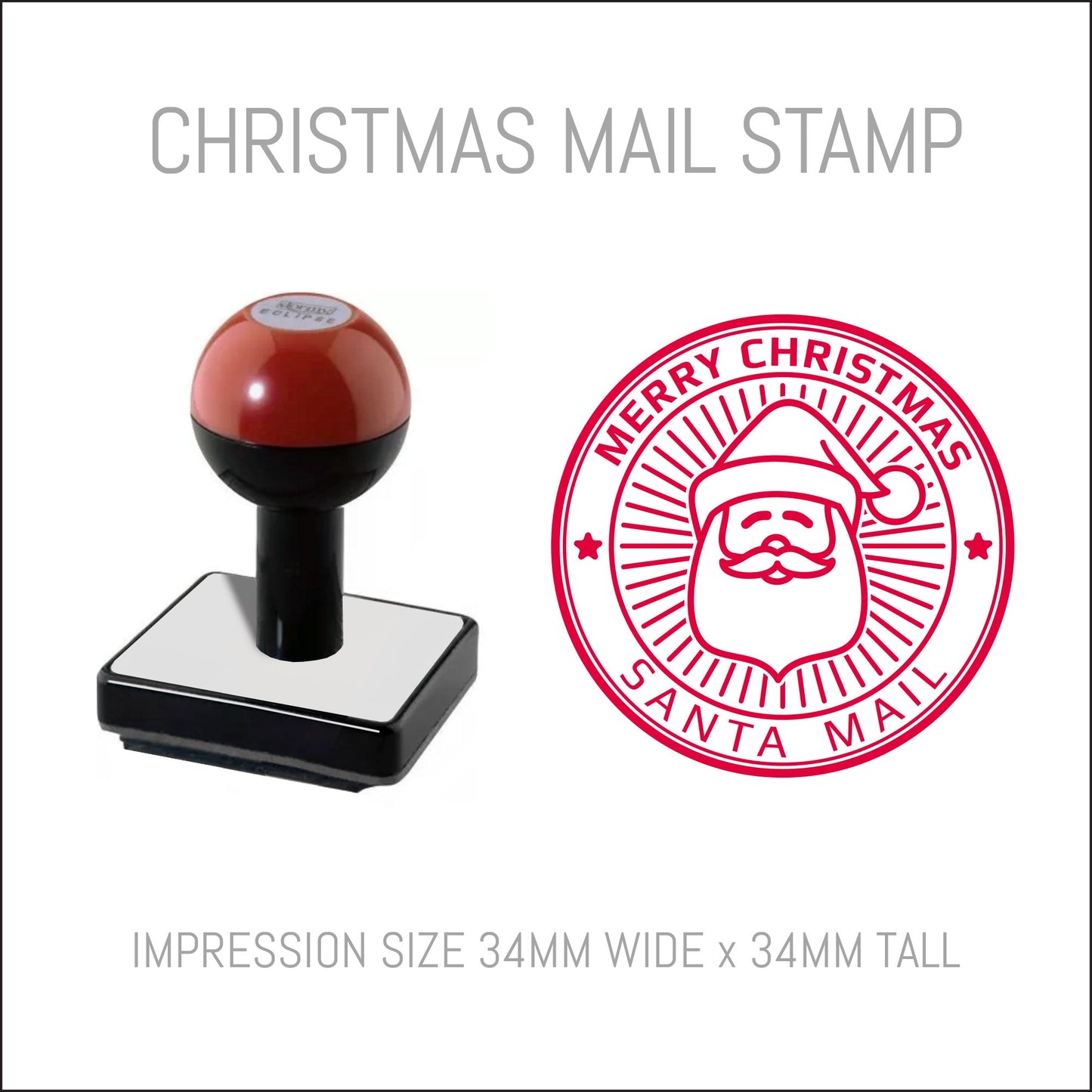 Christmas Postmark Rubber Hand Stamp - Merry Christmas