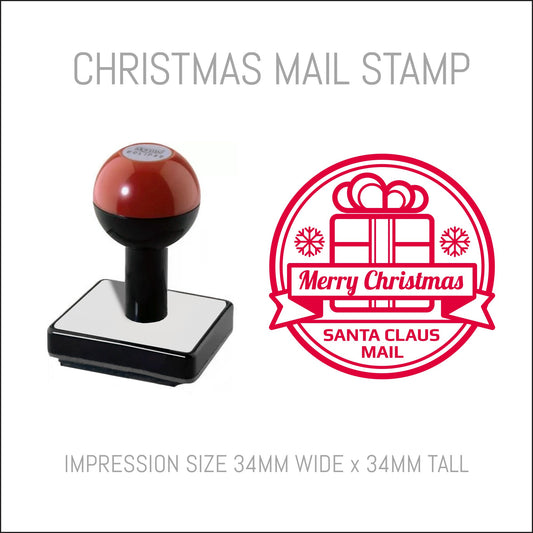 Christmas Postmark Rubber Hand Stamp - Merry Christmas