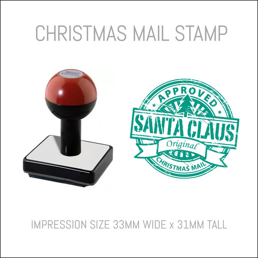 Christmas Postmark Rubber Hand Stamp - Santa Claus Approved
