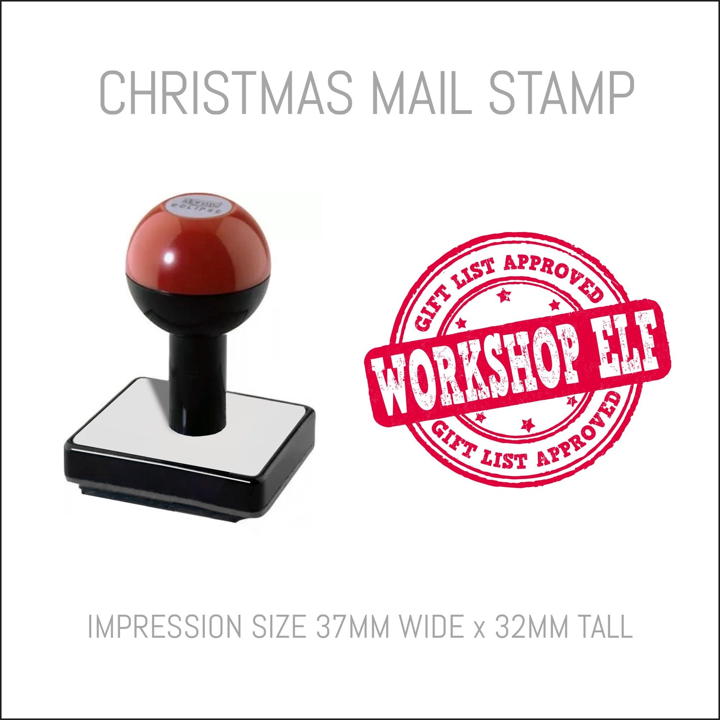 Christmas Postmark Rubber Hand Stamp - Workshop Elf
