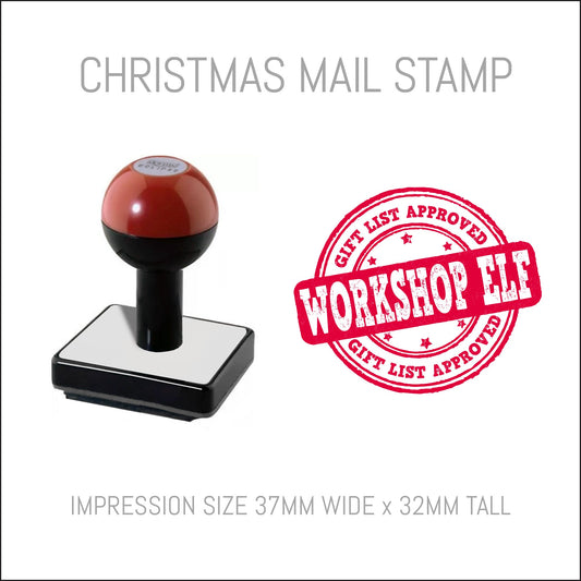 Christmas Postmark Rubber Hand Stamp - Workshop Elf