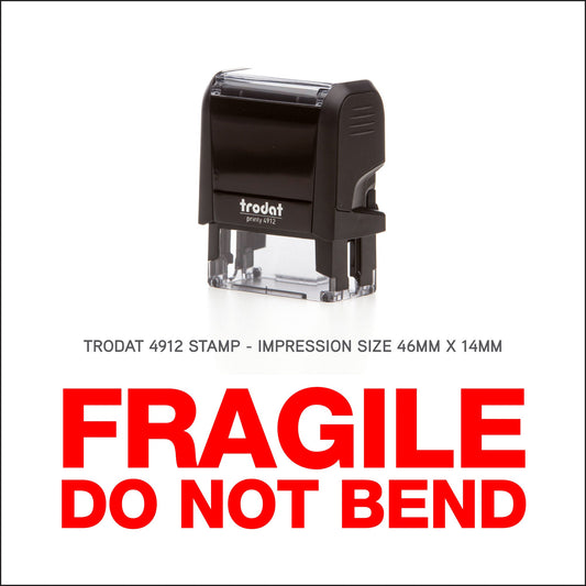 Fragile Do Not Bend Rubber Stamp - Trodat 4912 - 45mm x 18mm Impression