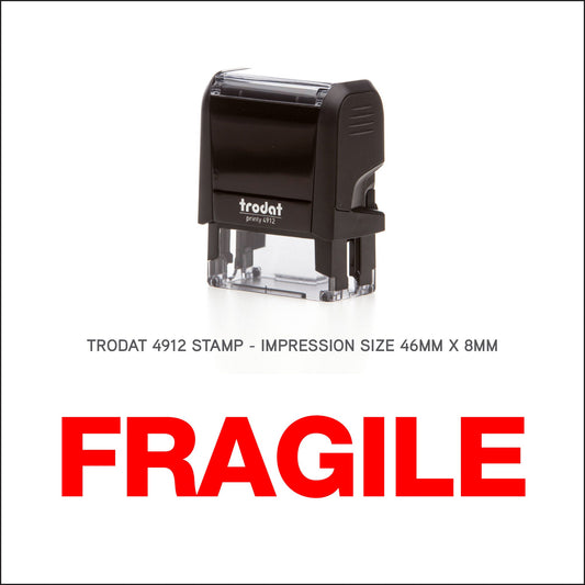 Fragile Rubber Stamp - Trodat 4912 - 45mm x 18mm Impression