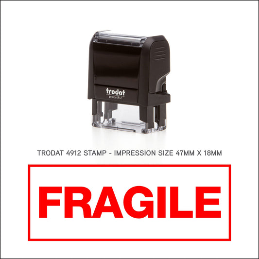 Fragile Rubber Stamp - Trodat 4912 - 45mm x 18mm Impression