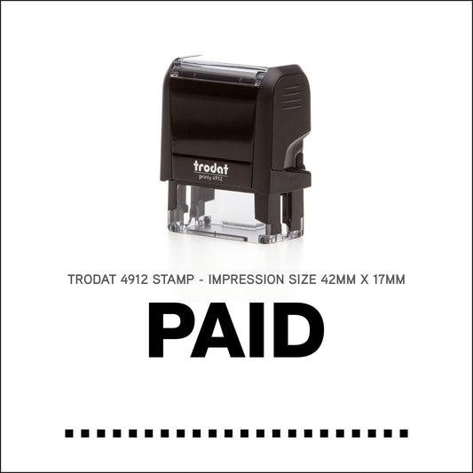 Paid - Rubber Stamp - Trodat 4912 - 45mm x 17mm Impression