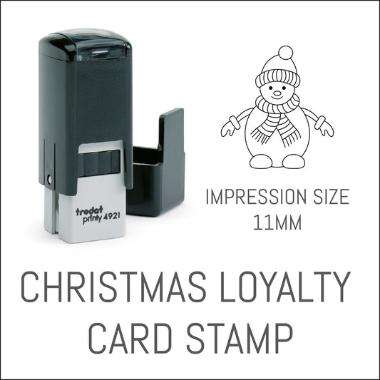 Snowman - Christmas Loyalty Card Rubber Stamp - Trodat 4921 - 11mm x 11mm Impression