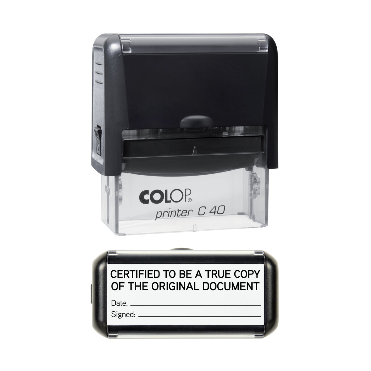 Certified To Be A True Copy - Rubber Stamp - COLOP C40 - 58 × 22 mm Impression — black ink