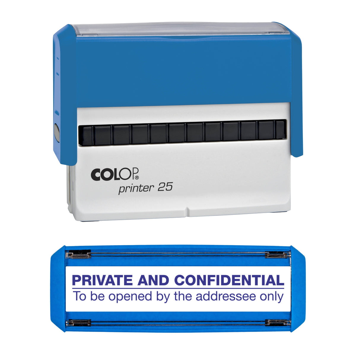 Private And Confidential -  Rubber Stamp - COLOP P25 - 75mm x 10mm Impression — violet ink