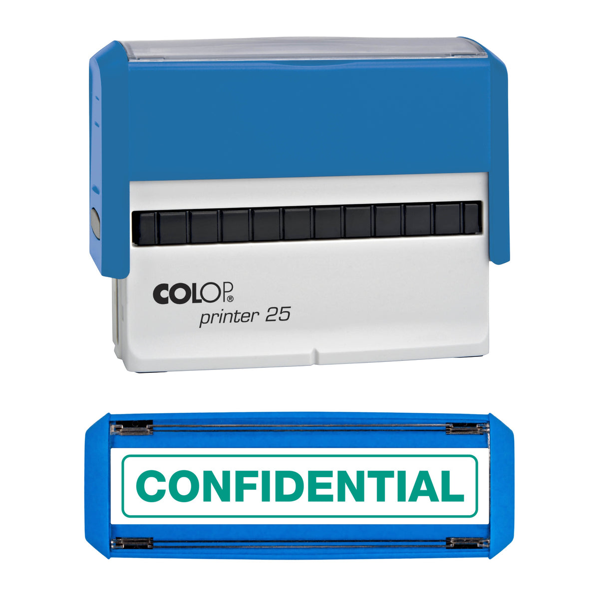 Confidential - Rubber Stamp - COLOP P25 - 75mm x 7mm Impression — green ink
