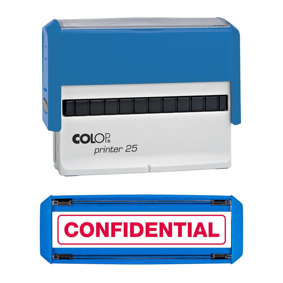 Confidential - Rubber Stamp - COLOP P25 - 75mm x 7mm Impression — red ink
