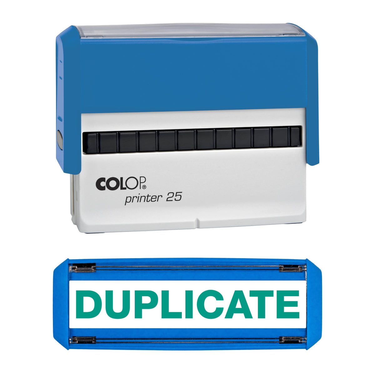 Duplicate - Rubber Stamp - COLOP P25 - 75mm x 8mm Impression — green ink
