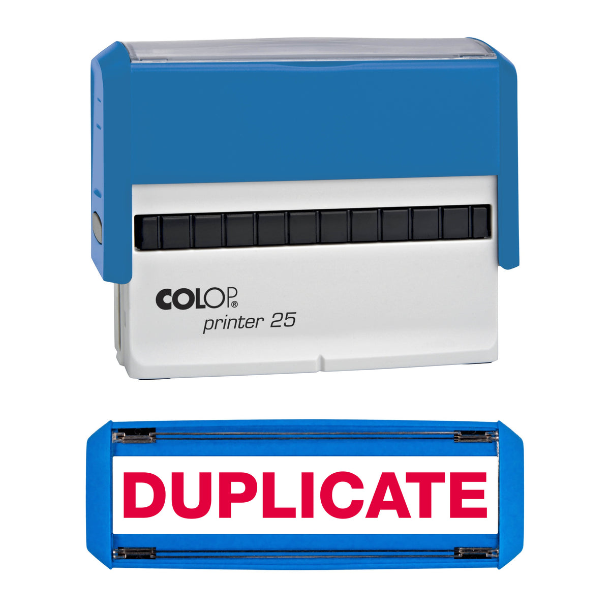 Duplicate - Rubber Stamp - COLOP P25 - 75mm x 8mm Impression — red ink