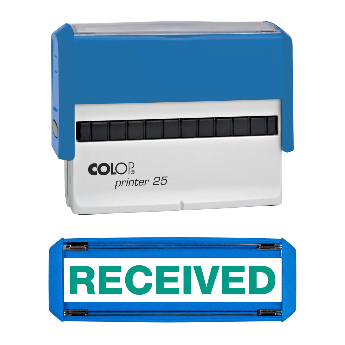 Received - Rubber Stamp - COLOP P25 - 75mm x 11mm Impression — green ink