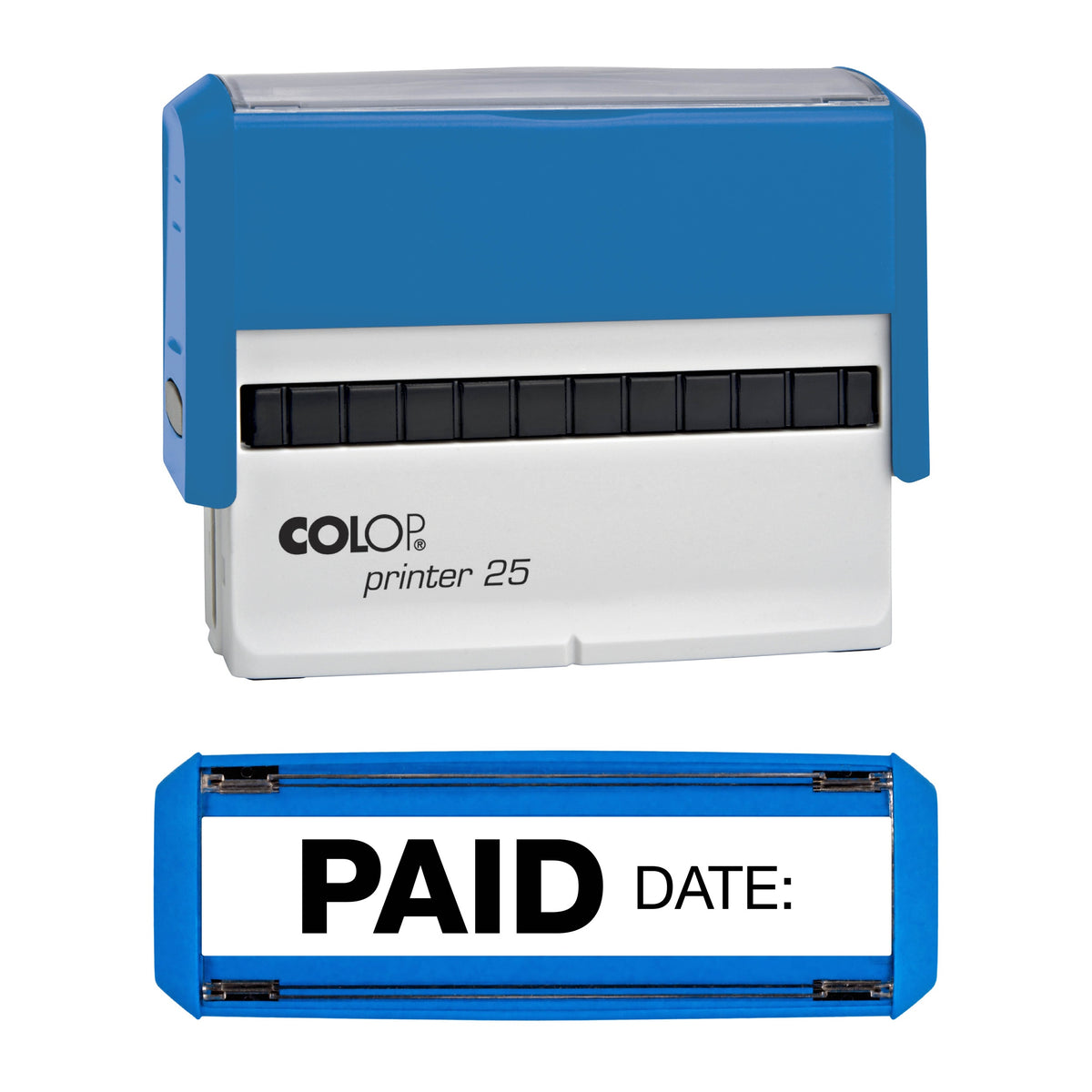 Paid Date: - Rubber Stamp - COLOP P25 - 75mm x 15mm Impression — black ink