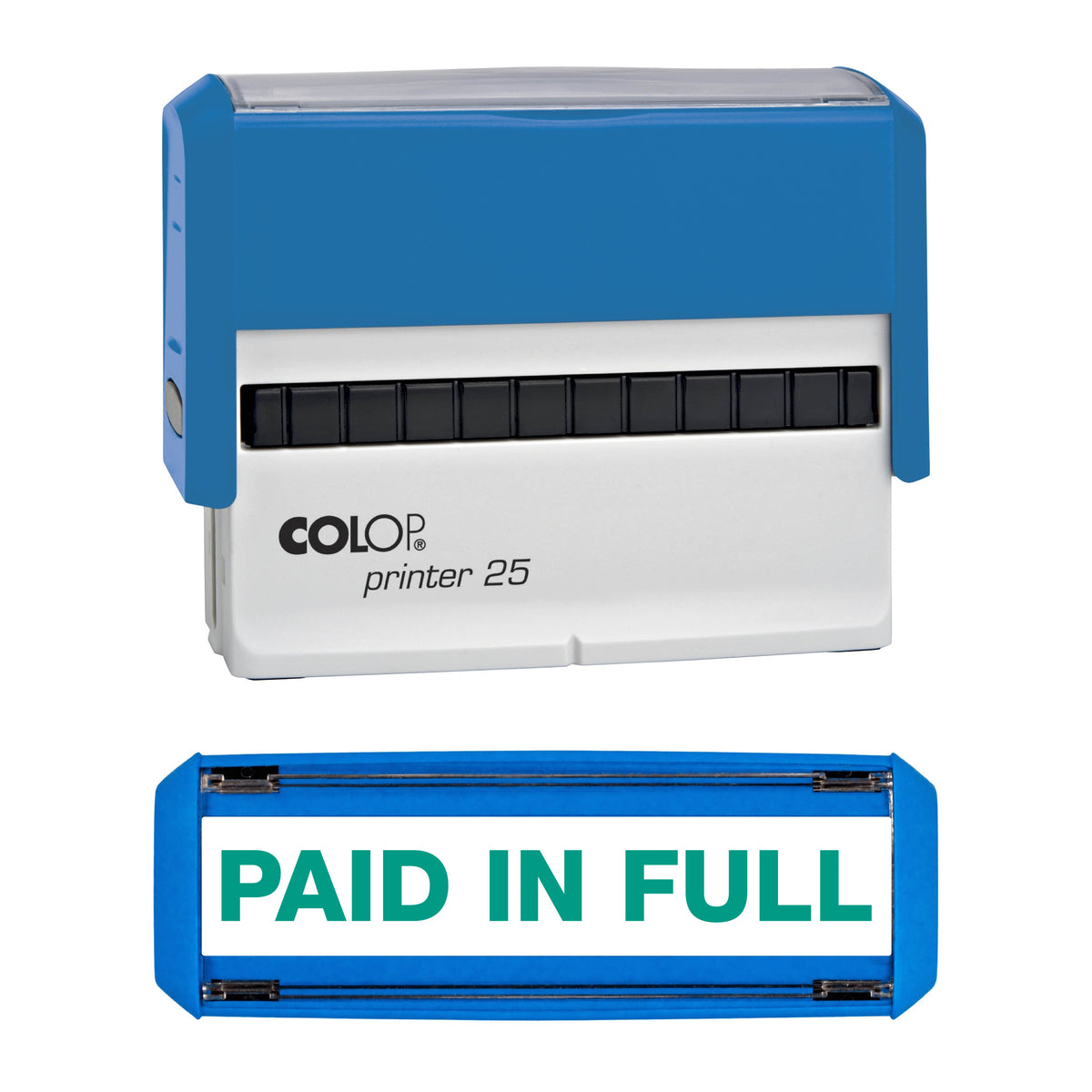 Paid In Full - Rubber Stamp - COLOP P25 - 75mm x 9mm Impression — green ink