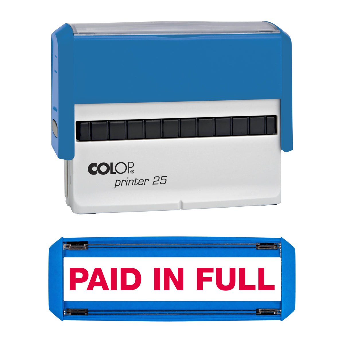 Paid In Full - Rubber Stamp - COLOP P25 - 75mm x 9mm Impression — red ink
