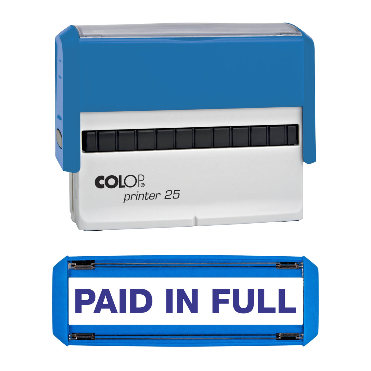 Paid In Full - Rubber Stamp - COLOP P25 - 75mm x 9mm Impression — violet ink