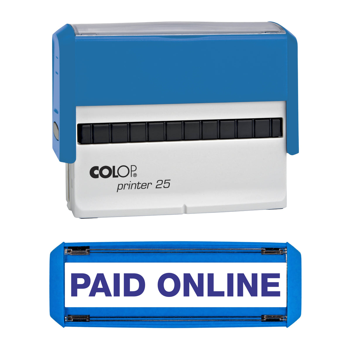 Paid Online - Rubber Stamp - COLOP P25 - 75mm x 9mm Impression — violet ink
