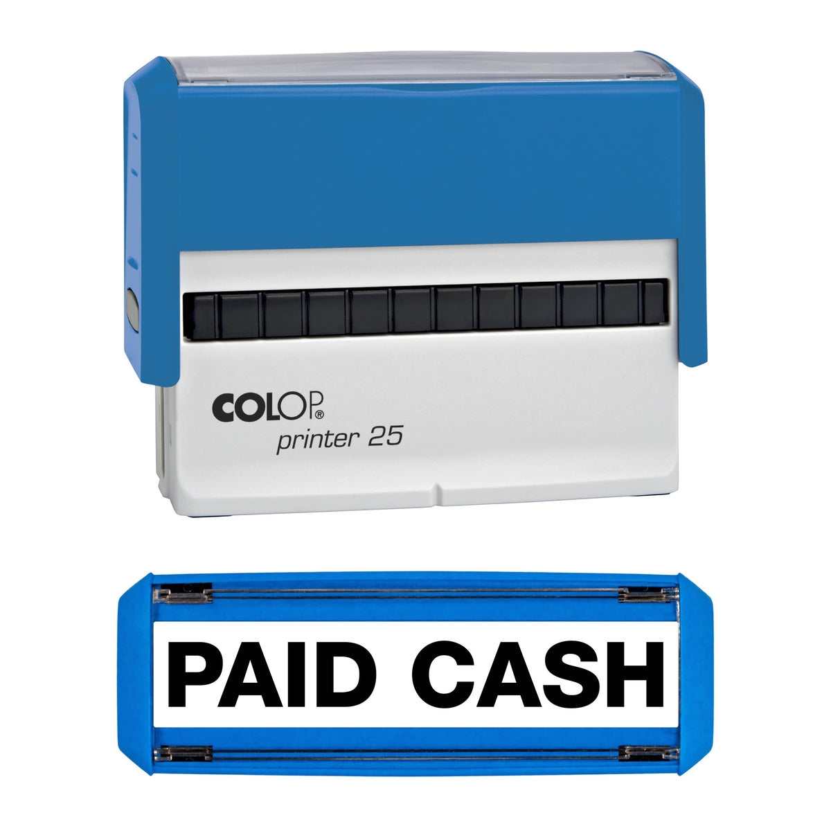 Paid Cash - Rubber Stamp - COLOP P25 - 75mm x 10mm Impression — black ink