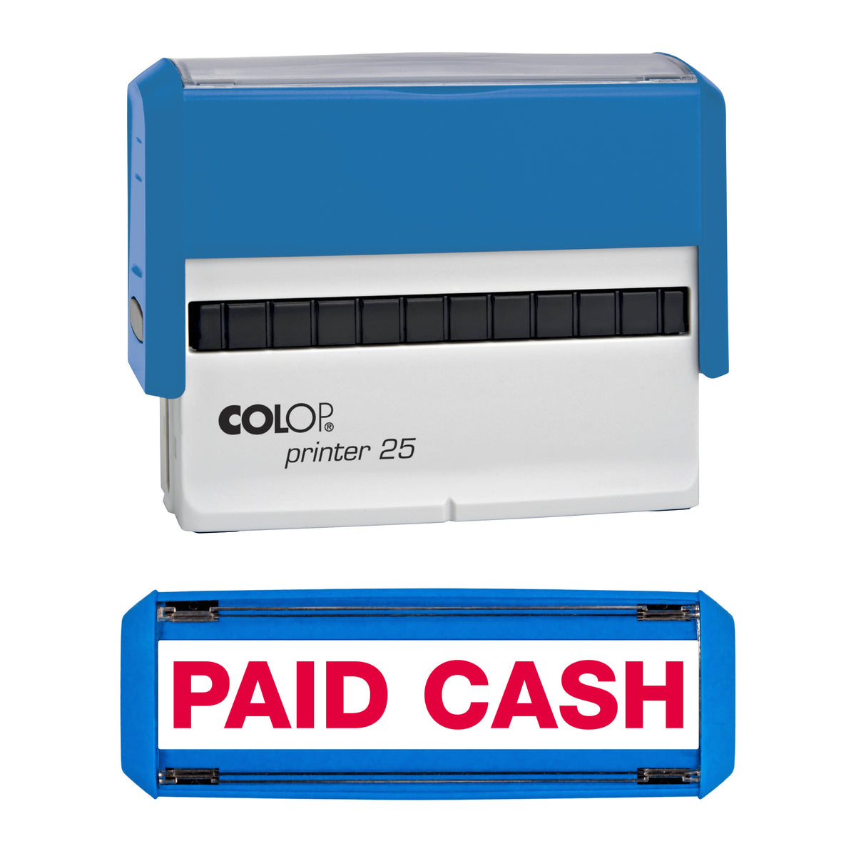 Paid Cash - Rubber Stamp - COLOP P25 - 75mm x 10mm Impression — red ink