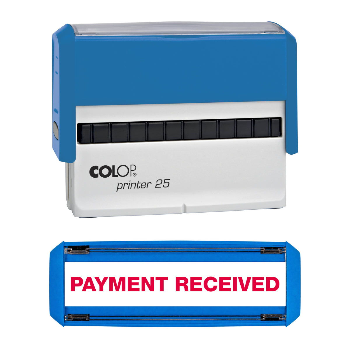 Payment Received - Rubber Stamp - COLOP P25 - 75mm x 6mm Impression — red ink
