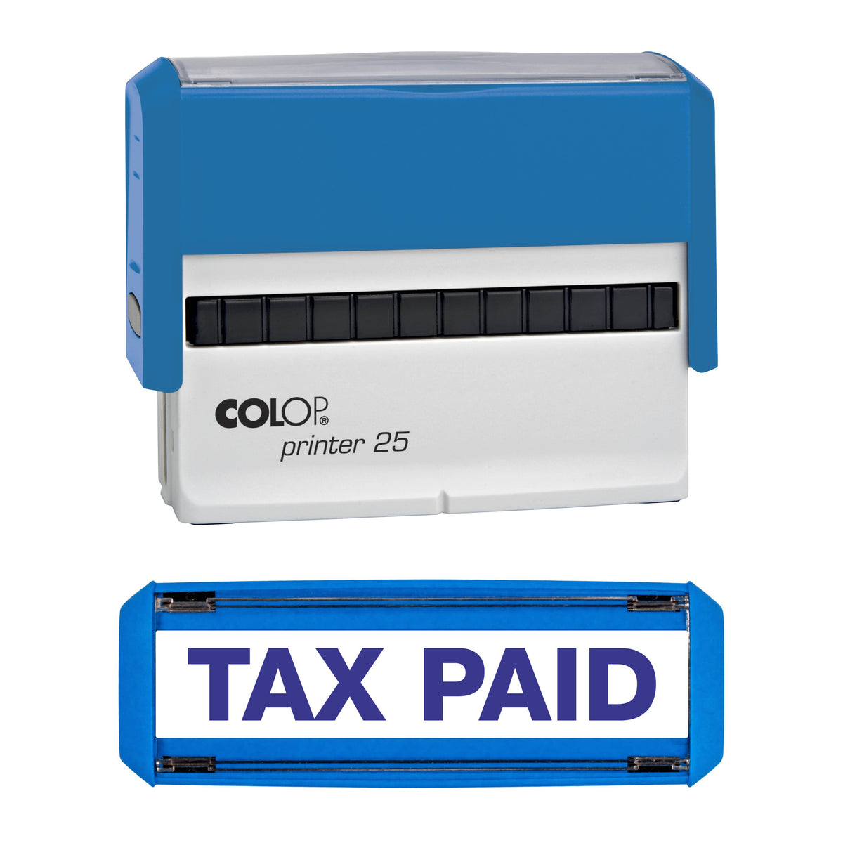Tax Paid -  Rubber Stamp - COLOP P25 - 75mm x 12mm Impression — violet ink