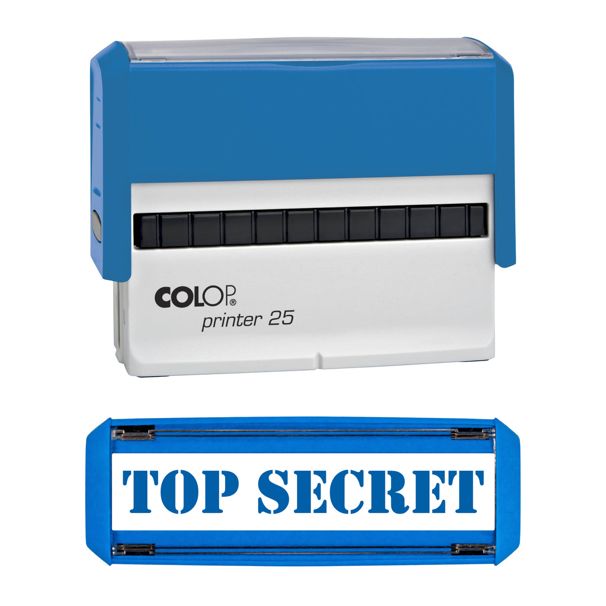 Top Secret -  Rubber Stamp - COLOP P25 - 75mm x 9mm Impression — blue ink
