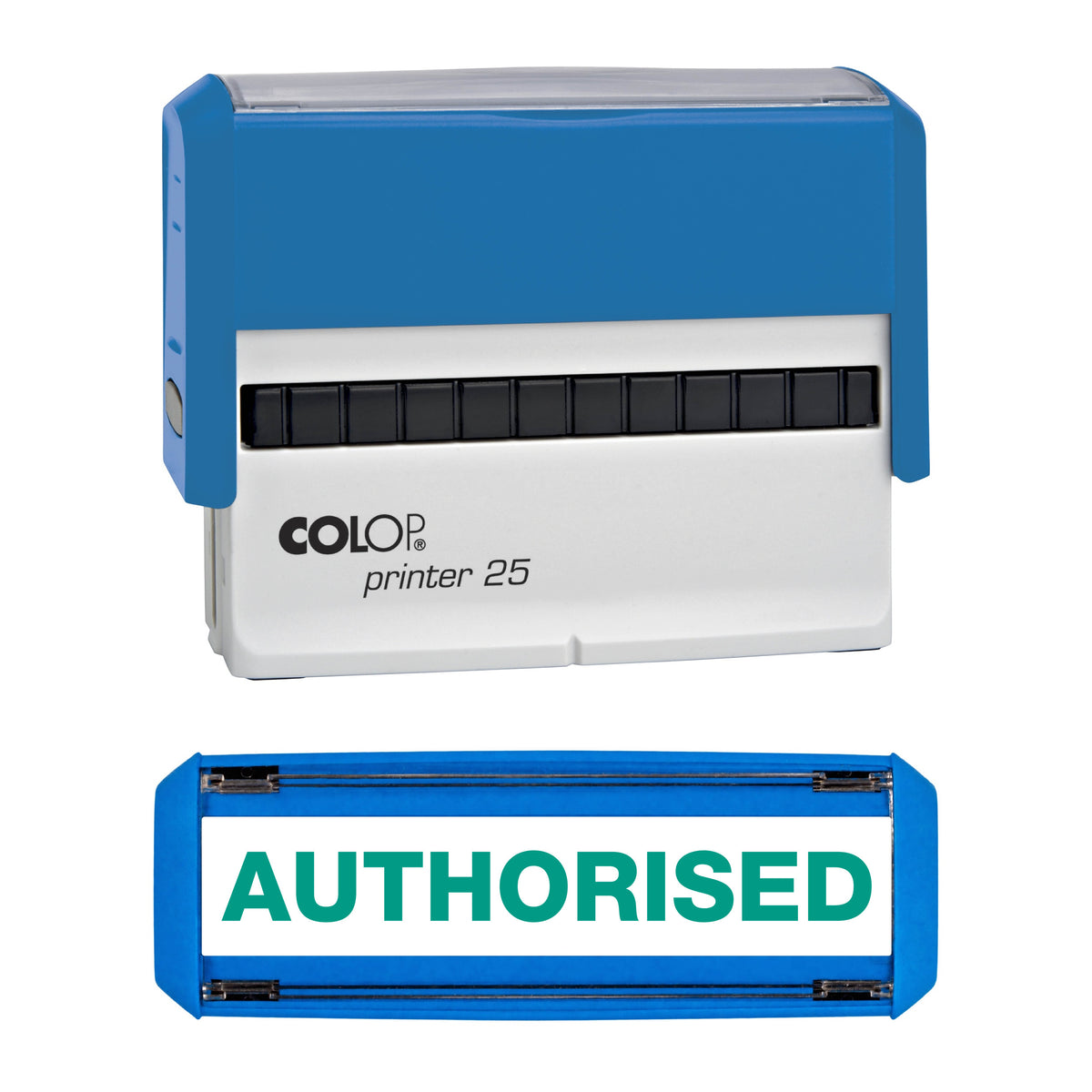 Authorised -  Rubber Stamp - COLOP P25 - 75mm x 8mm Impression — green ink