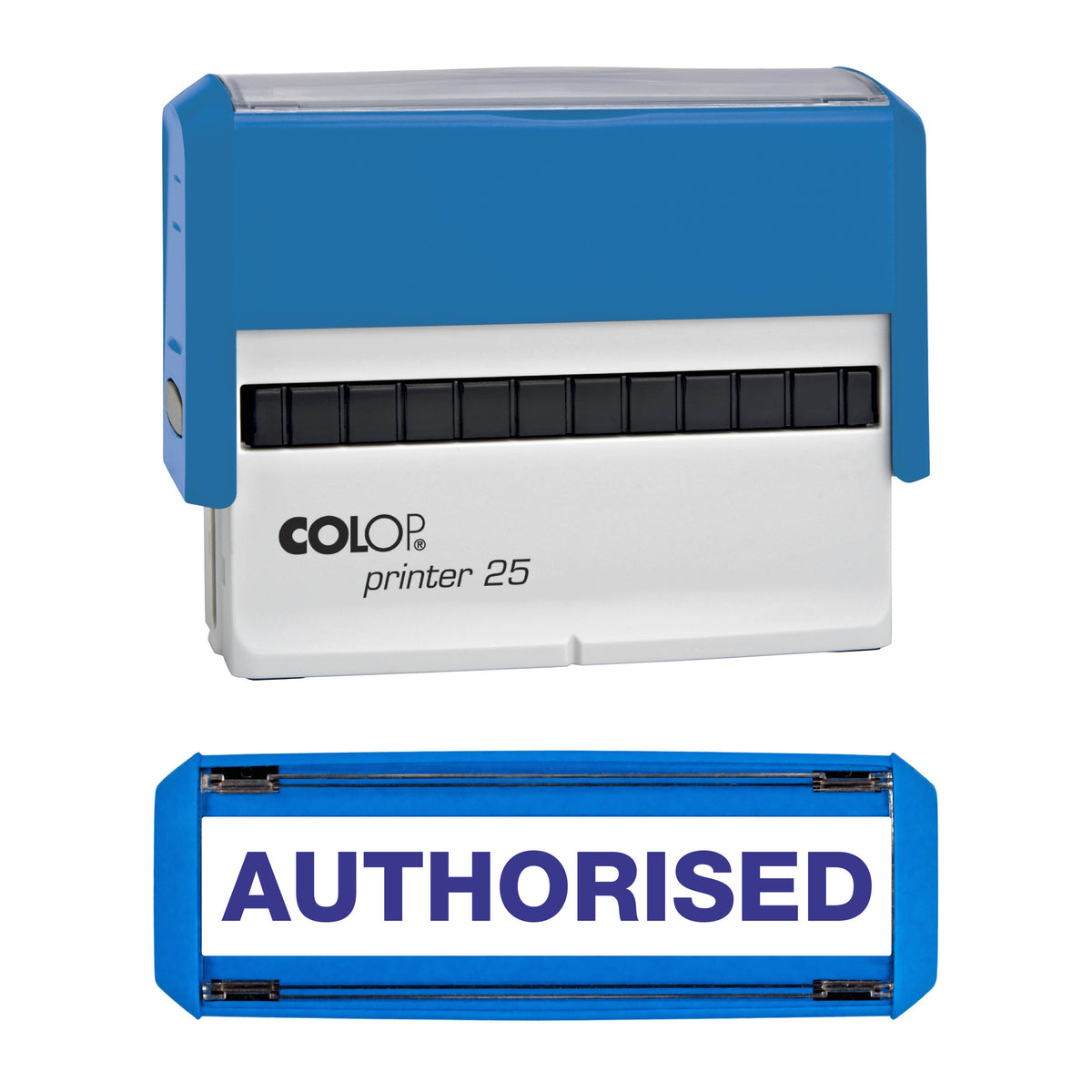 Authorised -  Rubber Stamp - COLOP P25 - 75mm x 8mm Impression — violet ink
