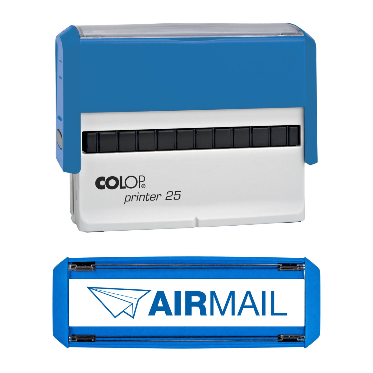 Air Mail - Par Avion -  Rubber Stamp - COLOP P25 - 75mm x 12mm Impression — blue ink